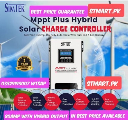 Simtek Mppt Hybrid Solar Charge Controller 100A 100Amp 80Amp 80A Price In Pakistan Stmart Solar Panel Shamsi Plate Battery Fan Light Iron Fridge Freezer Latest Model Karachi Lahore Islamabad Peshawar Multan Faisalabad Rawalpindi Gujranwala Gujrat Quetta Swat Gawdar Mardan