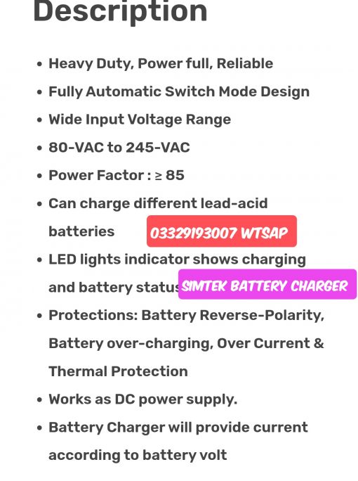 Simtek Simtech Battery Charger Automatic Price In Pakistan