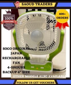 Sogo Original Rechargeable Table Fan JPN-403 With Automatic Speed High Quality For Room Table Wall Bracket Hand Fan