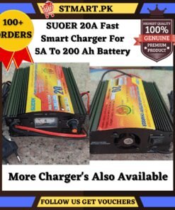 Suoer Automatic Digital Fast Smart Battery Charger 20 Ampere For 200 Ampere Battery