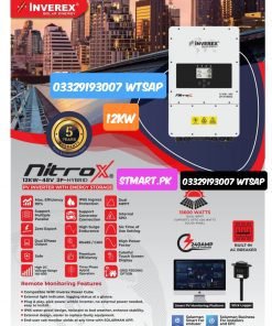 Inverex Solar Inverter Nitrox 12KW 12KVA 12KW IV Price in Pakistan Hybrid MPPT Ups Latest Model For AC Fridge Freezer TV LED Home Office Lights Cooler LCD Karachi Lahore Islamabad Peshawar Multan Faisalabad Quetta Gilgit Chitral Rawalpindi Mardan Nowshera Gilgit Chitral Skardu Murree Quetta Charsdda Muzafarabad Azad Kashmir Gujranwala Gujrat Larkana Sibbi Nawabshah Sukkar Gotki Deharki Mingora 10KW