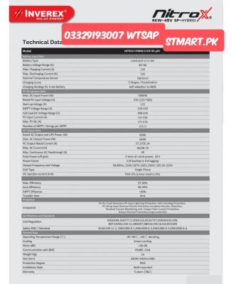 inverex solar inverter Nitrox 6kw 6kva price in Pakistan ne