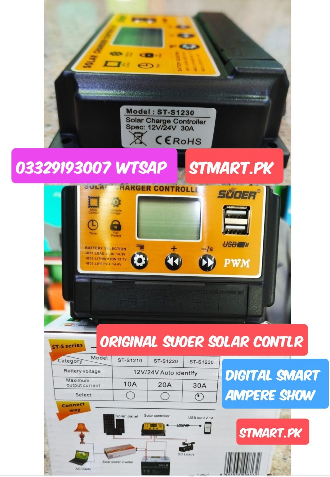 Suoer Souer Solar Charge Controller 20A 20 Ampere Digital Price In Pakistan Mppt Pwm 12V 24V Shamsi 12Volt Original Controller Big Solar Karachi Lahore Islamabad Suoer Souer Solar Charge Controller 20A 20 Ampere Digital Price In Pakistan Mppt Pwm 12V 24V Shamsi 12Volt Original Controller Big Solar Karachi Lahore Islamabad