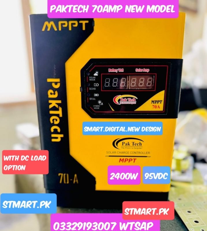 Paktech Mppt Solar Charge Controller Price In Pakistan Karachi Stmart 70A 70Amp Paktek 12V 24V For Solar Panel Plate Battery Fan Light Iron Fridge Freezer Cooler Battery Inverter Shamsi Latest Model Karachi Lahore Islamabad Peshawar Multan Faisalabad Quetta